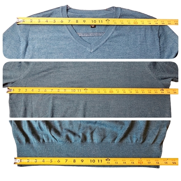 Kenneth Robert's Men's Teal Wool Blend Pullover V-Neck Swester Size XXL - Picture 4 of 7